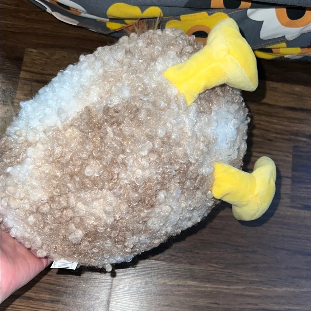 Plush Chicken Bird Toy - White, Brown, Yellow
